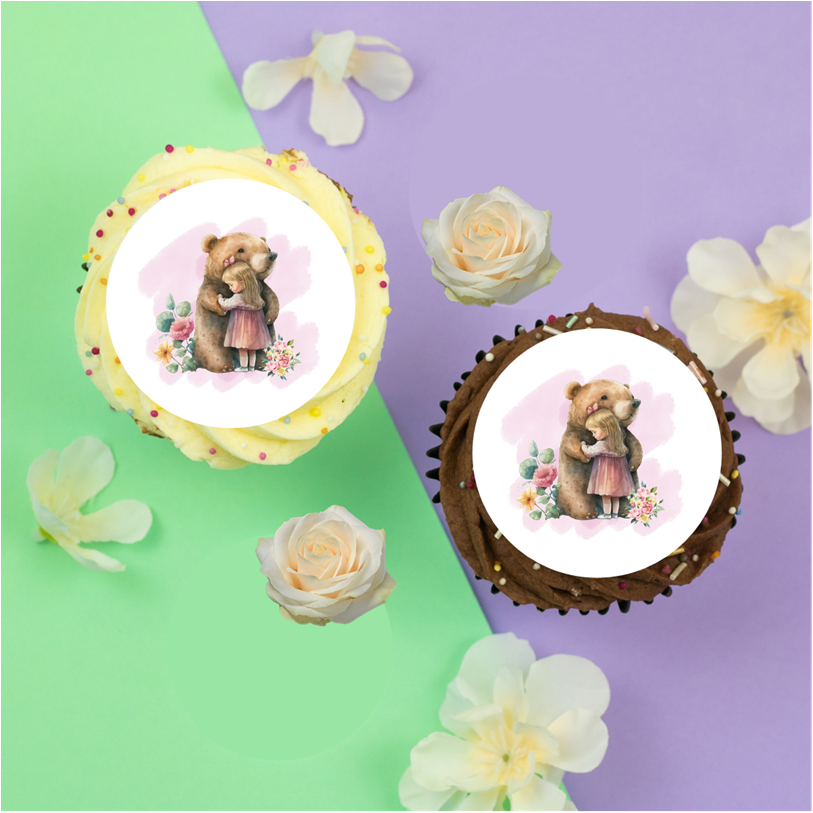 Adorable bear and little girl 2" / 5cm discs