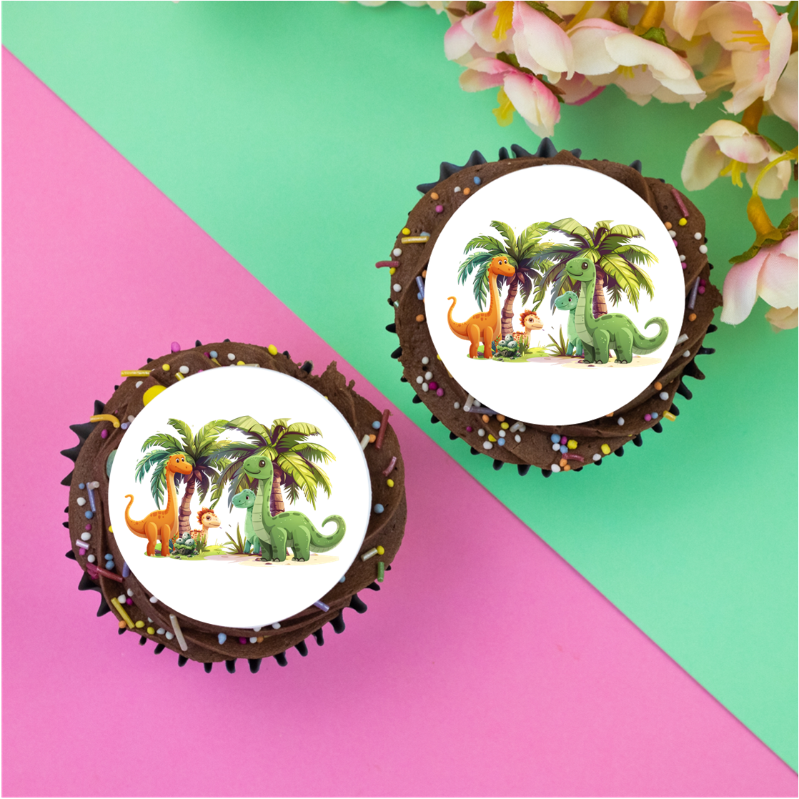 Dinosaur Friends 2" / 5cm discs for cupcakes