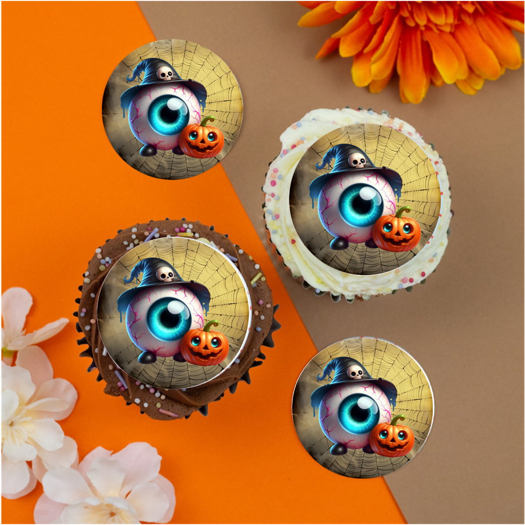 Eyeball and pumpkin 2" / 5cm discs for cupcakes