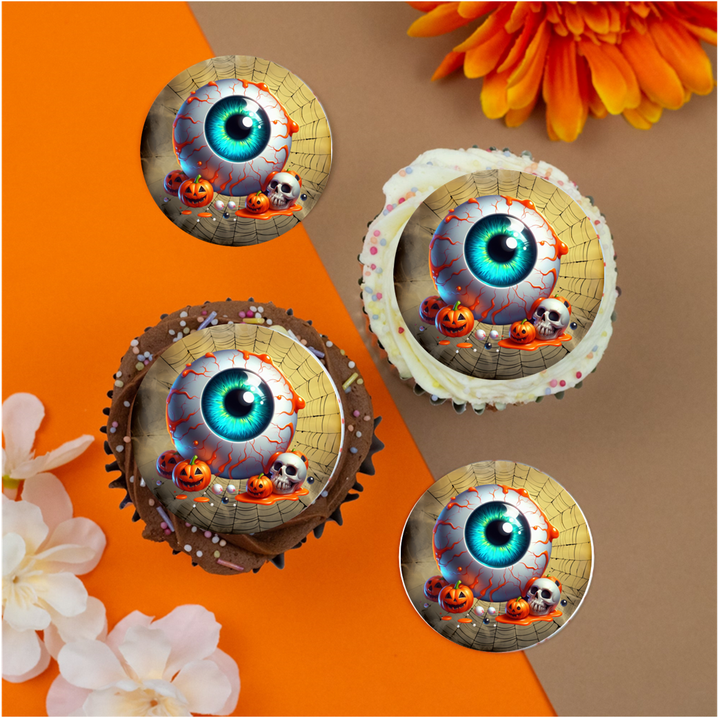 Eyeball and skull 2" / 5cm discs for cupcakes