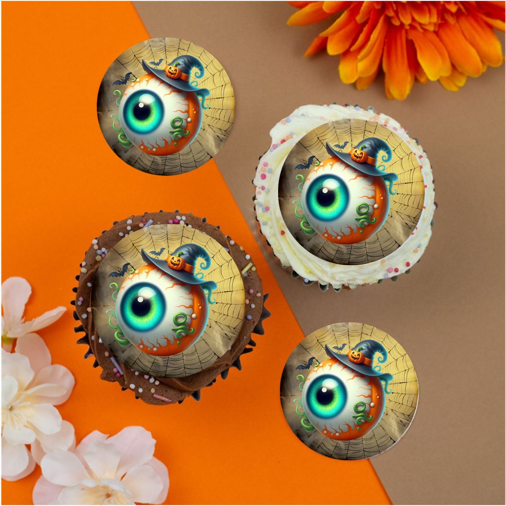Eyeball and witches hat 2" / 5cm discs for cupcakes