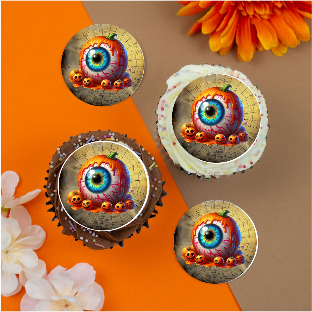 Eyeball and pumpkins 2" / 5cm discs for cupcakes