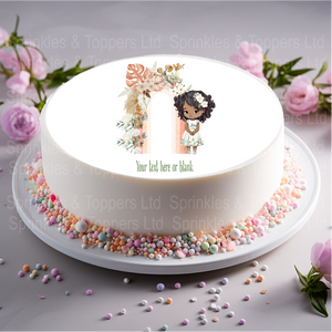 Cute Fairy & Floral Arch 8" Icing Sheet Cake Topper