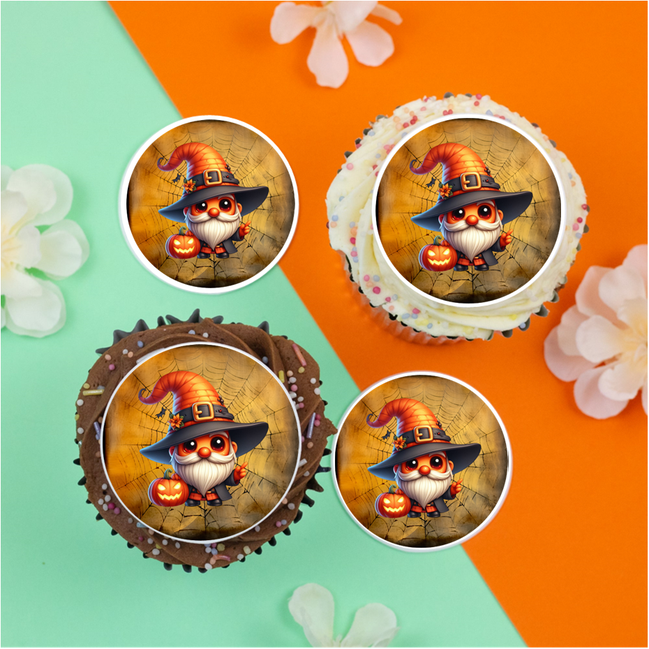 Halloween Gnome (b) 2" / 5cm discs for cupcakes