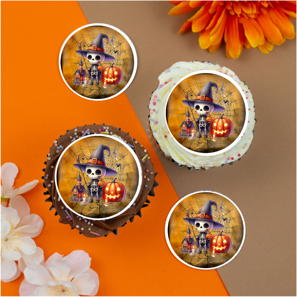 Halloween Skeleton 2" / 5cm discs for cupcakes