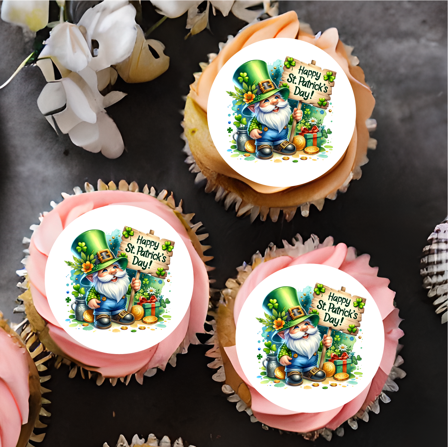 Happy St Patrick's Day Gnome 2" discs