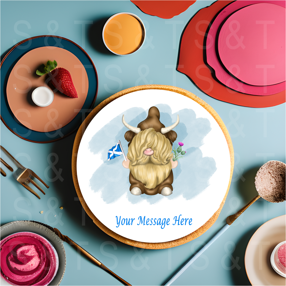 Highland Cow with Saltire & Thistle 8" Cake Topper