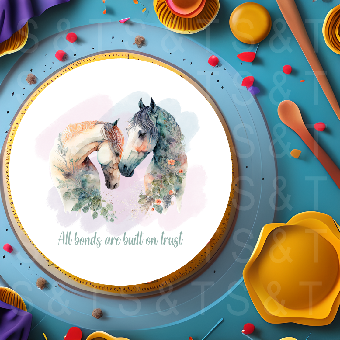 Beautiful Horses with Inspirational Quote 8" Cake Topper