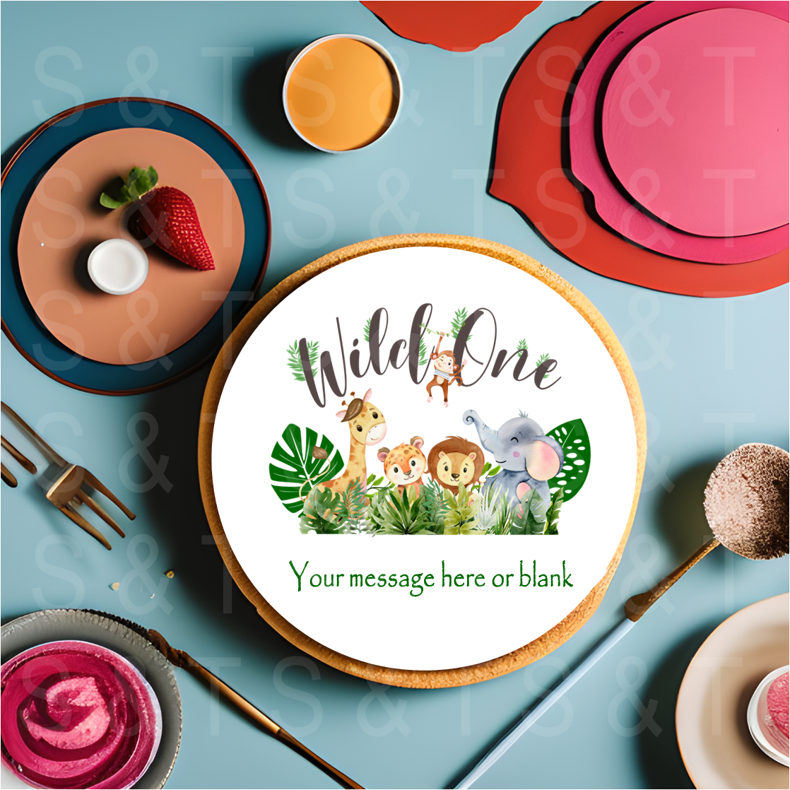 Cute Wild One Safari Animals 8" Cake Topper