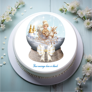 Personalised Winter Wonderland Snow Globe 8" Icing Sheet Cake Topper