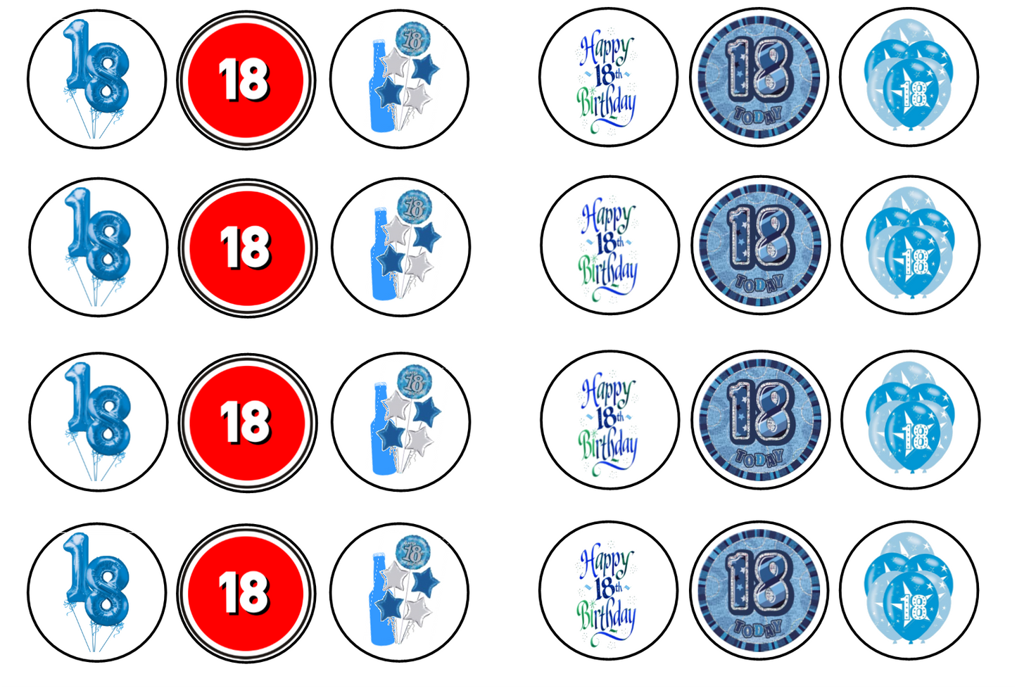 18th Birthday Blue Collection 1.3" discs