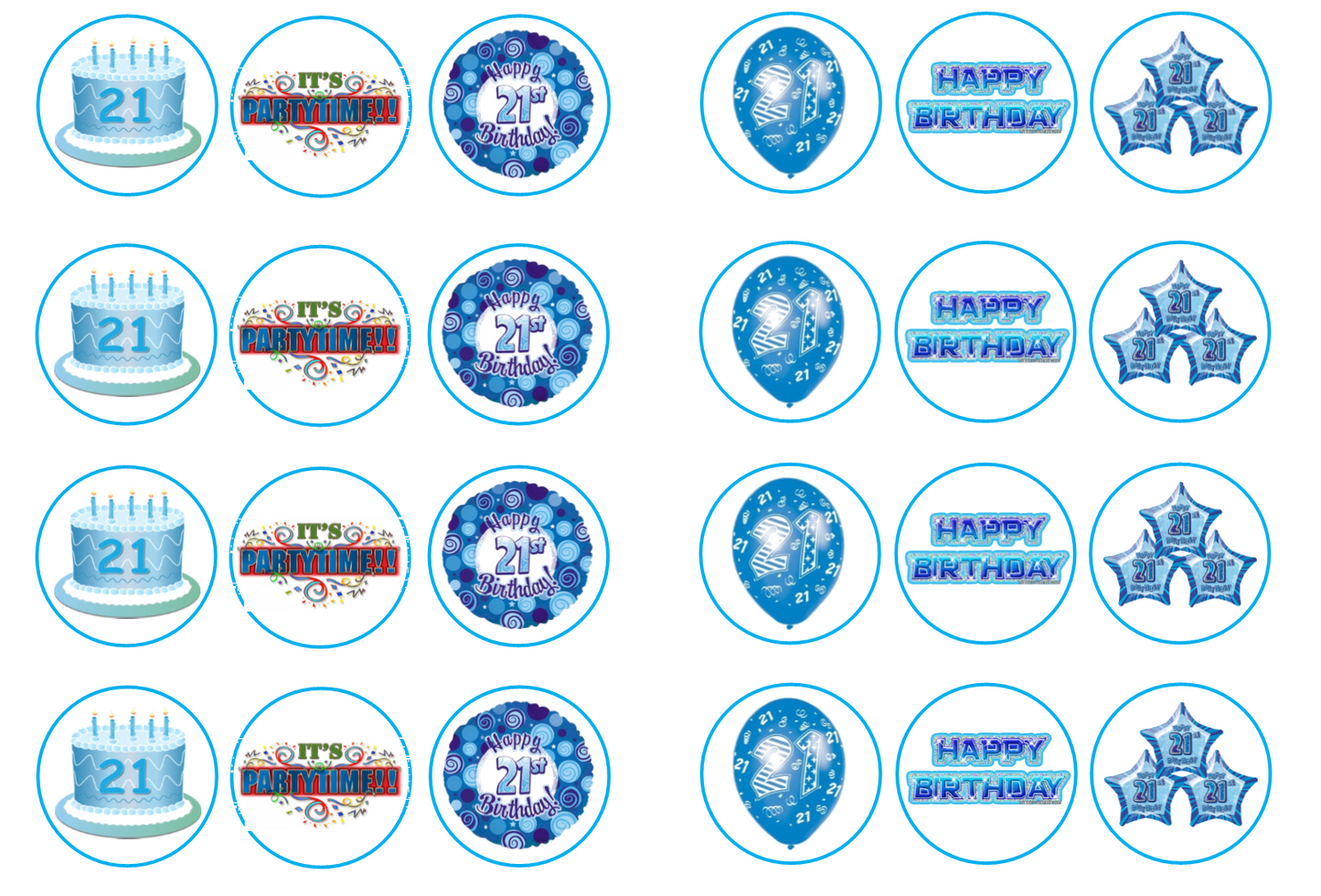 21st Birthday Blue Collection 1.3" discs