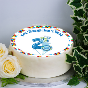 Personalised 2nd Birthday Blue  8" Icing Sheet Cake Topper