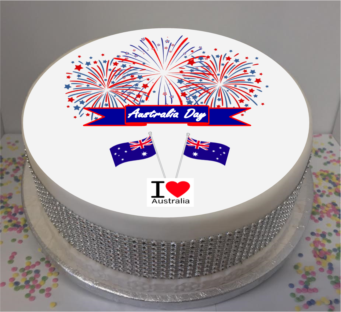 Australia Day 8" Icing Sheet Cake Topper Icing sheet cake toppers are a great way to personalise either a homemade or shop bought plain cake Easy Peel Icing Sheet - No Fuss - Ready to pop straight onto your cake (full instructions included)
