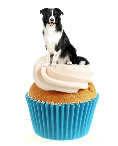 Collie Dog Stand Up Cake Toppers (12 pack)  Pack contains 12 images printed onto premium wafer card