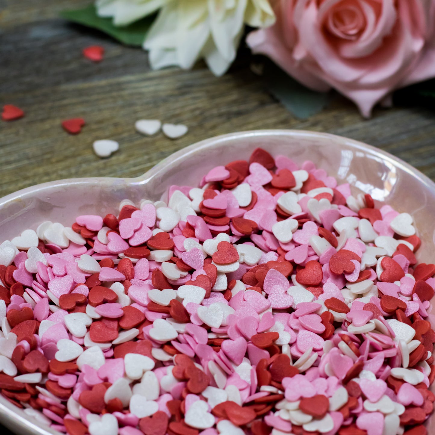 Red, Pink & White Shimmer Hearts