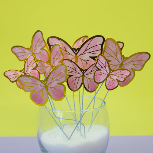 Pink & Gold Butterflies (10 pack)