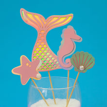Load image into Gallery viewer, Mermaid Themed Cake Toppers (pink)