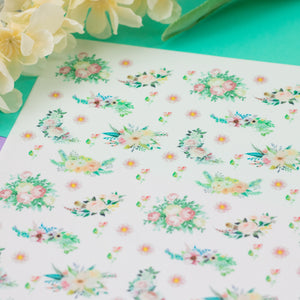 Watercolour Floral Scene A4 Tiled Icing Sheet