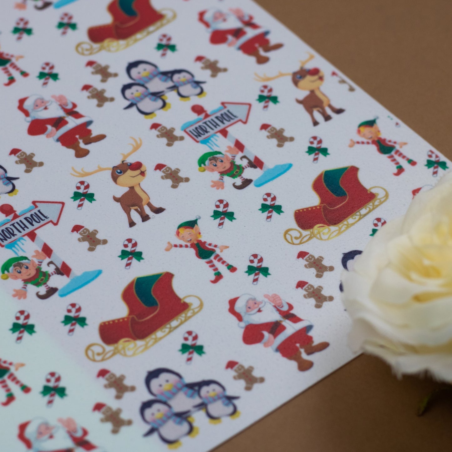 Festive North Pole Scene A4 Tiled Icing Sheet