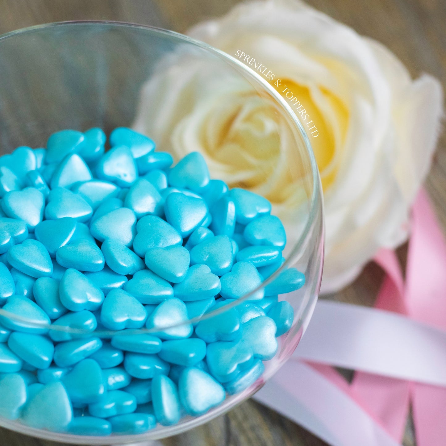 Blue Tablet Hearts Sprinkles Cupcake / Cake Decorations