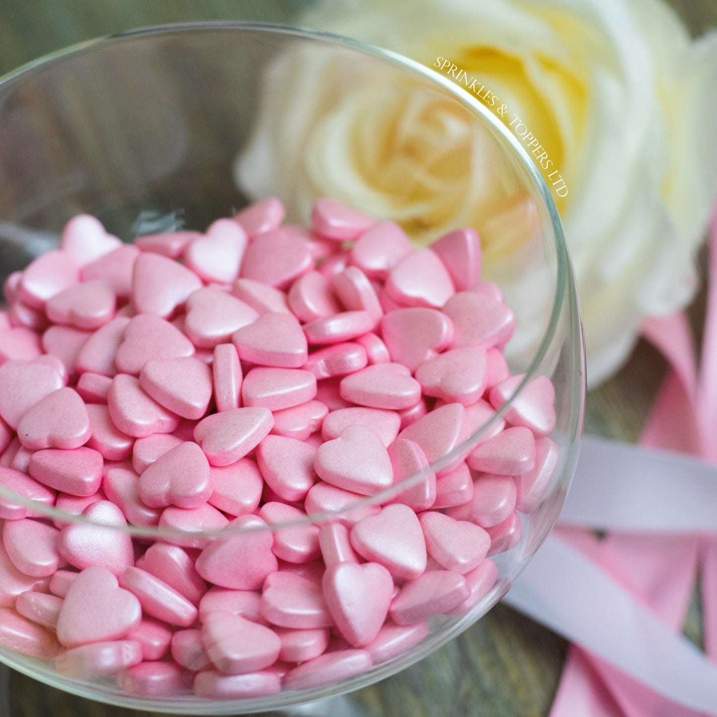 Pink Tablet Hearts Sprinkles Cupcake / Cake Decorations