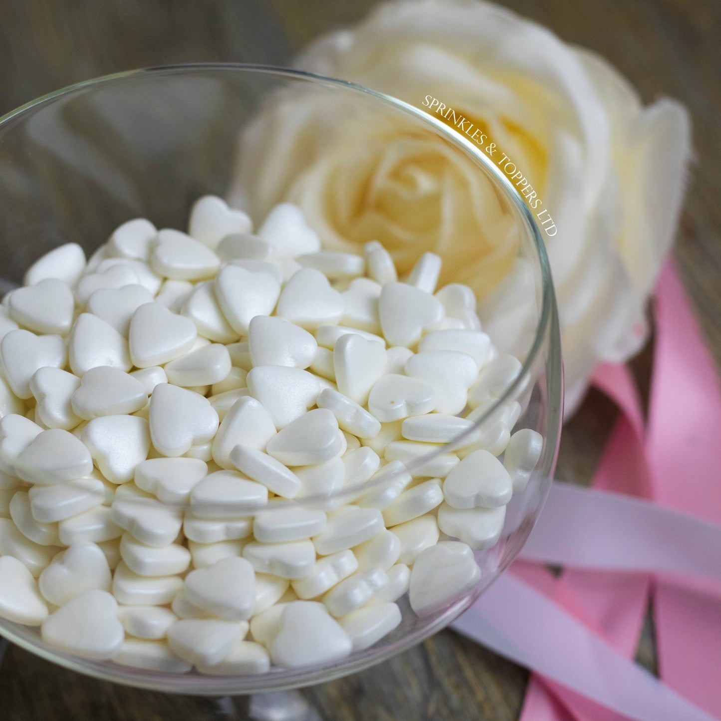 White Tablet Hearts Sprinkles Cupcake / Cake Decorations