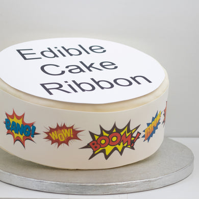 Superhero Edible Icing Cake Ribbon / Side Strips