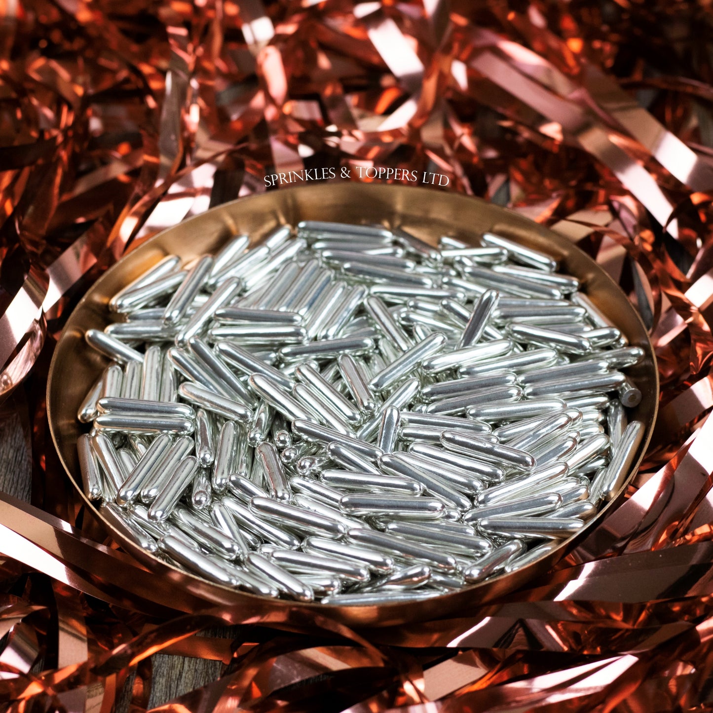 Silver Metallic Macaroni Rods (20mm) Sprinkles