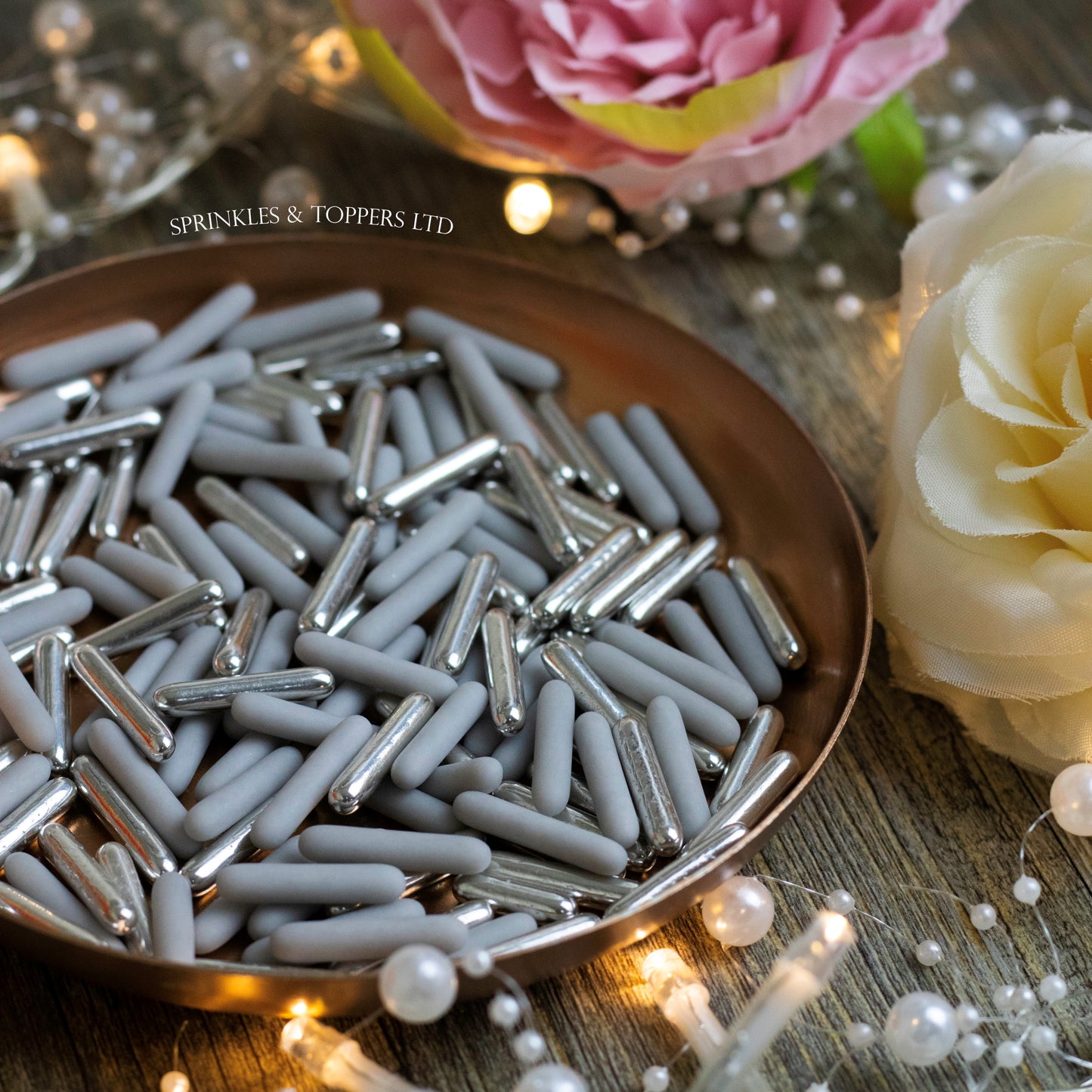 Grey Matt & Metallic Silver Rods Mix (20mm)