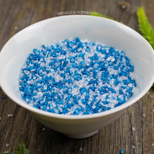 Load image into Gallery viewer, Edible blue and white sugar crystals with a lovely shiny finish  Perfect to top any cupcake, large cake, ice cream, cookies, shakes and more...