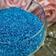 Load image into Gallery viewer, Perfect to top any cupcake or to decorate a larger cake, ice creams, smoothies, cookies and more  Lovely blue glimmer strands with a shiny finish