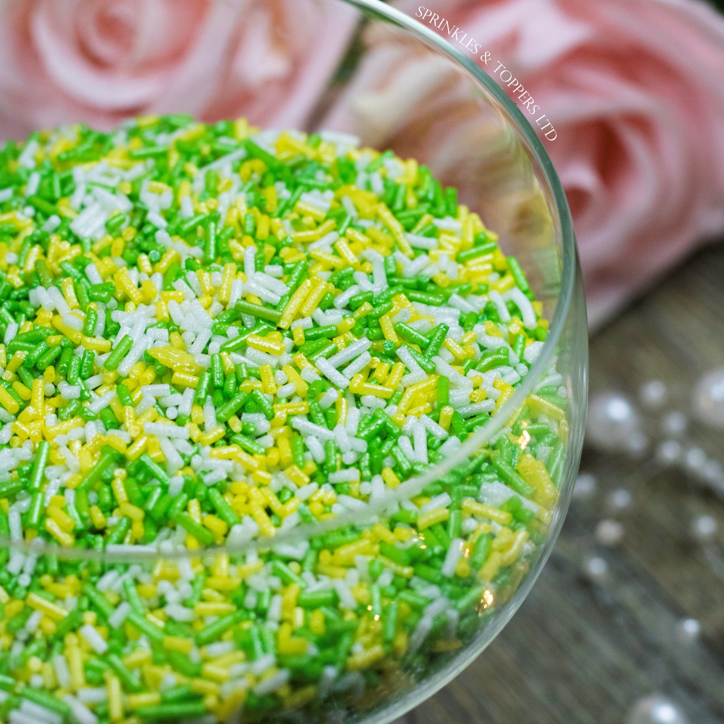 Yellow, White & Green Shimmer Strands