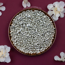 Load image into Gallery viewer, Large Silver Metallic Rice &amp; Pearls Mix