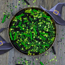 Load image into Gallery viewer, We have created the perfect Wicked themed sprinkles mix just for you!!  Perfect to top any cupcake or to decorate a larger cake, ice creams, smoothies, cookies and more