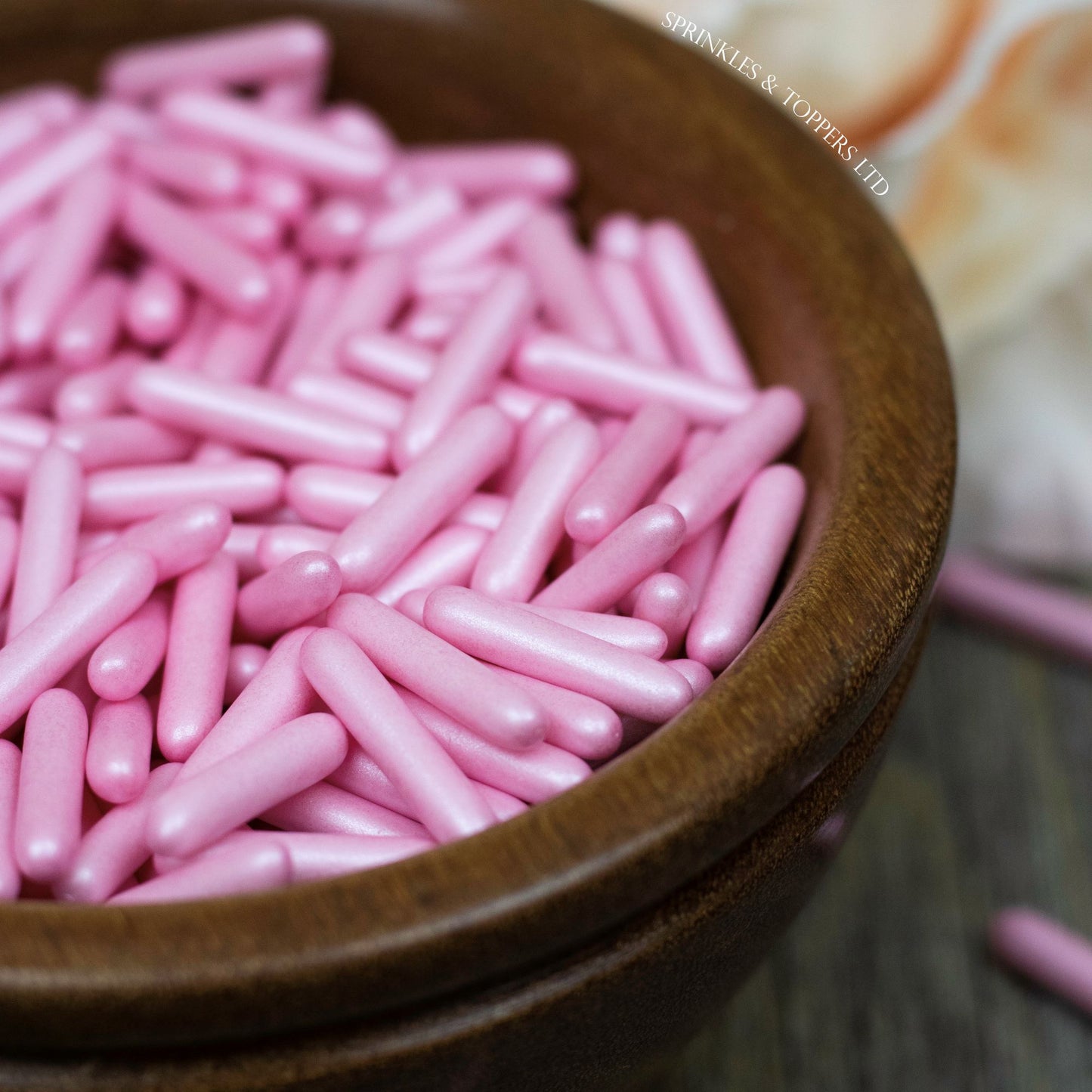 Pink Pearlescent Macaroni Rods (20mm) Sprinkles