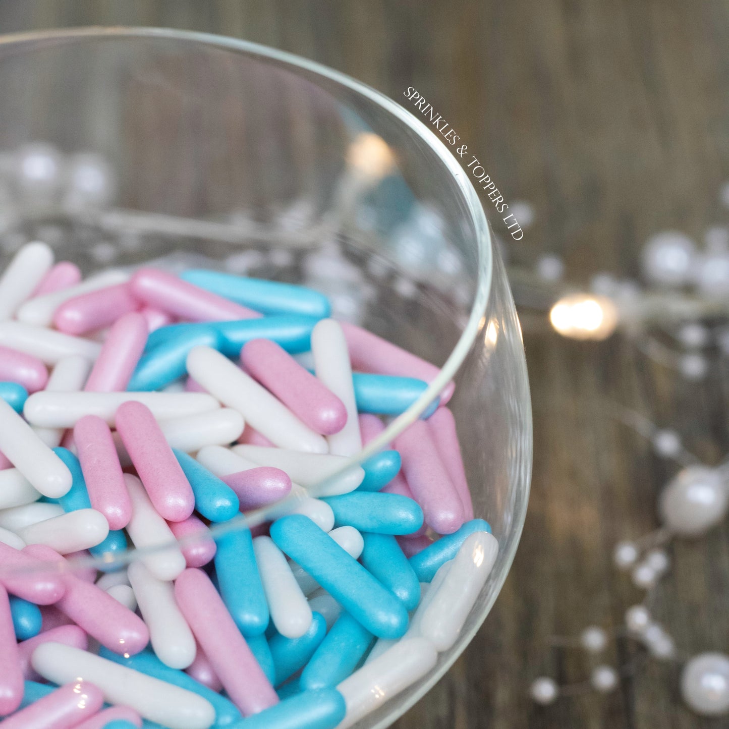 Pink, White & Blue Macaroni Rods (20mm) Sprinkles