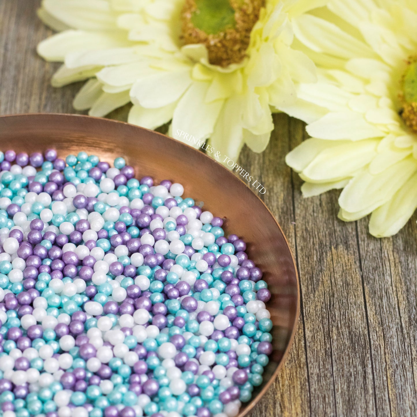 Purple Turquoise & White Glimmer Pearls (3-4mm)