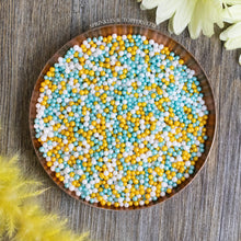 Load image into Gallery viewer, Turquoise, White &amp; Gold Glimmer Pearls (3-4mm) Sprinkles