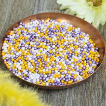 Load image into Gallery viewer, Purple, Gold &amp; White Glimmer Pearls (3-4mm) Sprinkles