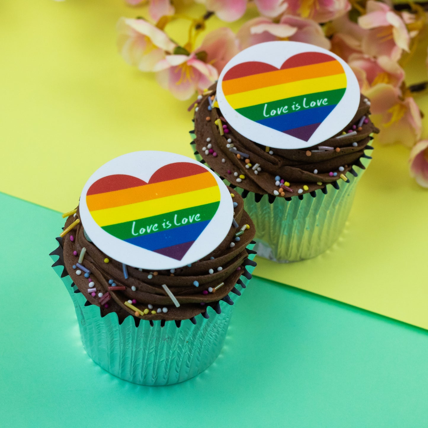 Pride ~ Love Is Love Rainbow Heart 2" discs