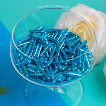 Load image into Gallery viewer, Blue Metallic Macaroni Rods (20mm) Sprinkles