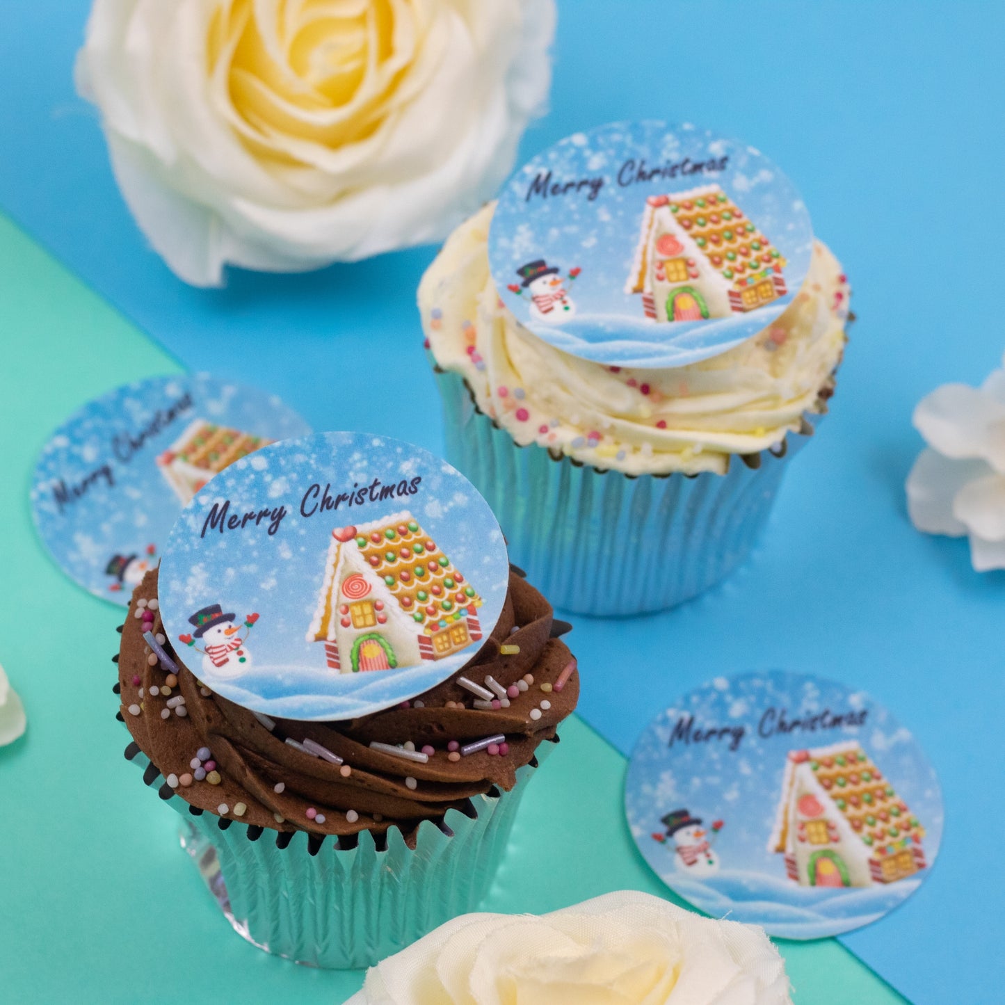 Gingerbread House 2" / 5cm discs for cupcakes