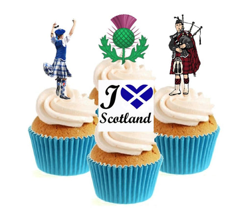 I Love Scotland Collection Stand Up Cake Toppers (12 pack)