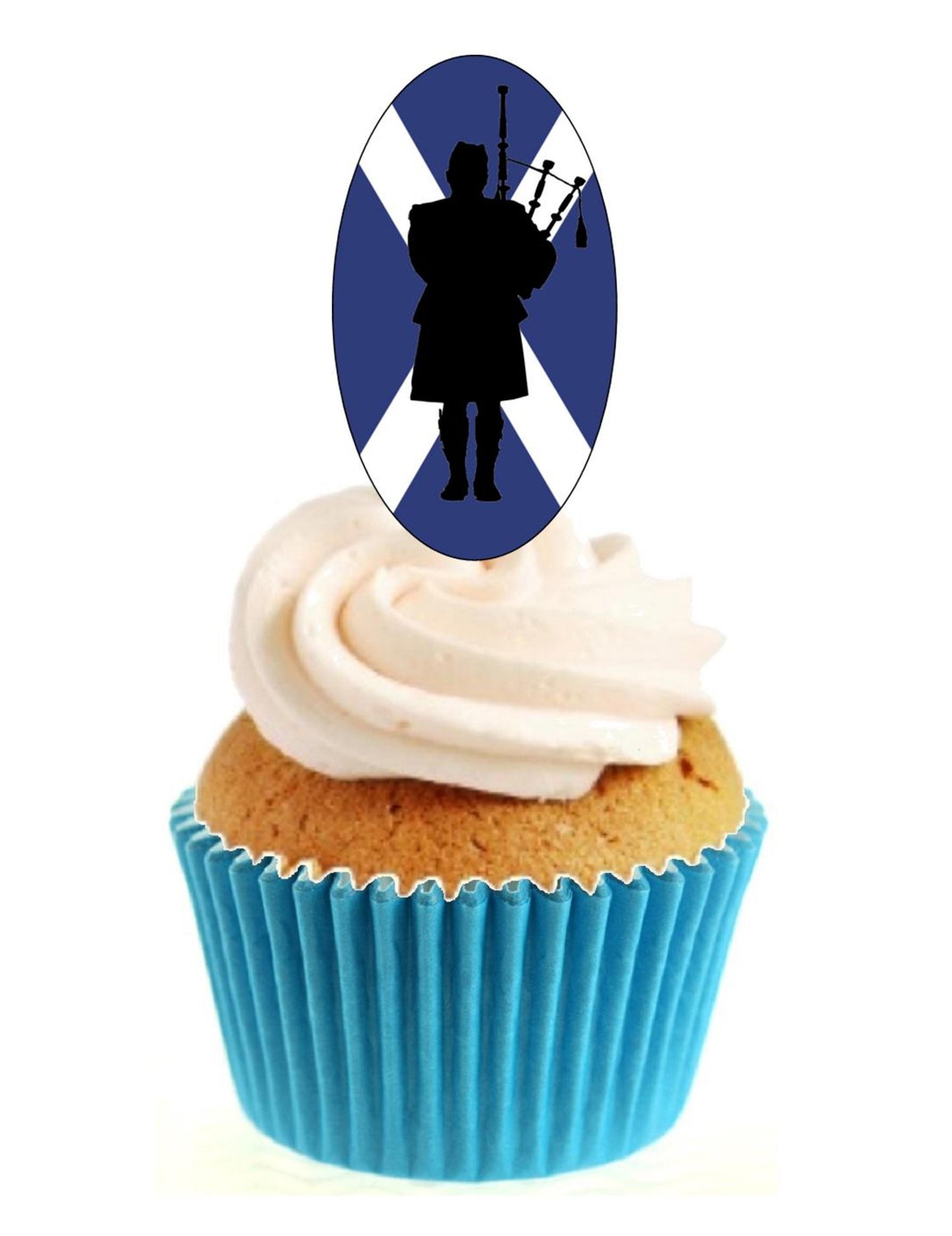 Scottish Flag & Piper Stand Up Cake Toppers (12 pack)