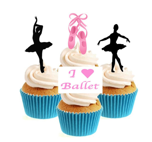 Pink / Black Ballet Collection Stand Up Cake Toppers (12 pack)