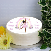 Load image into Gallery viewer, Personalised Pastel Ballet Dancer ~ with hair colour / skin tone choices 8&quot; Icing Sheet Cake Topper