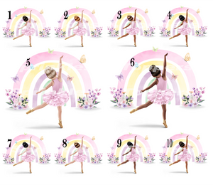 Personalised Pastel Ballet Dancer ~ with hair colour / skin tone choices 8" Icing Sheet Cake Topper