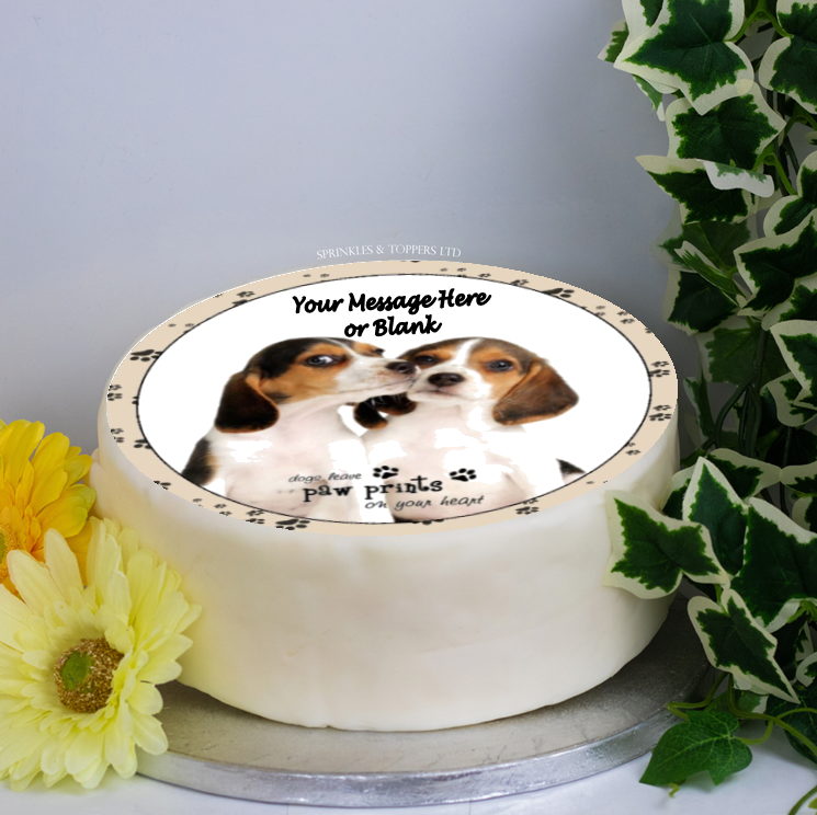 Personalised Beagle Dogs Scene 8 Cake Topper