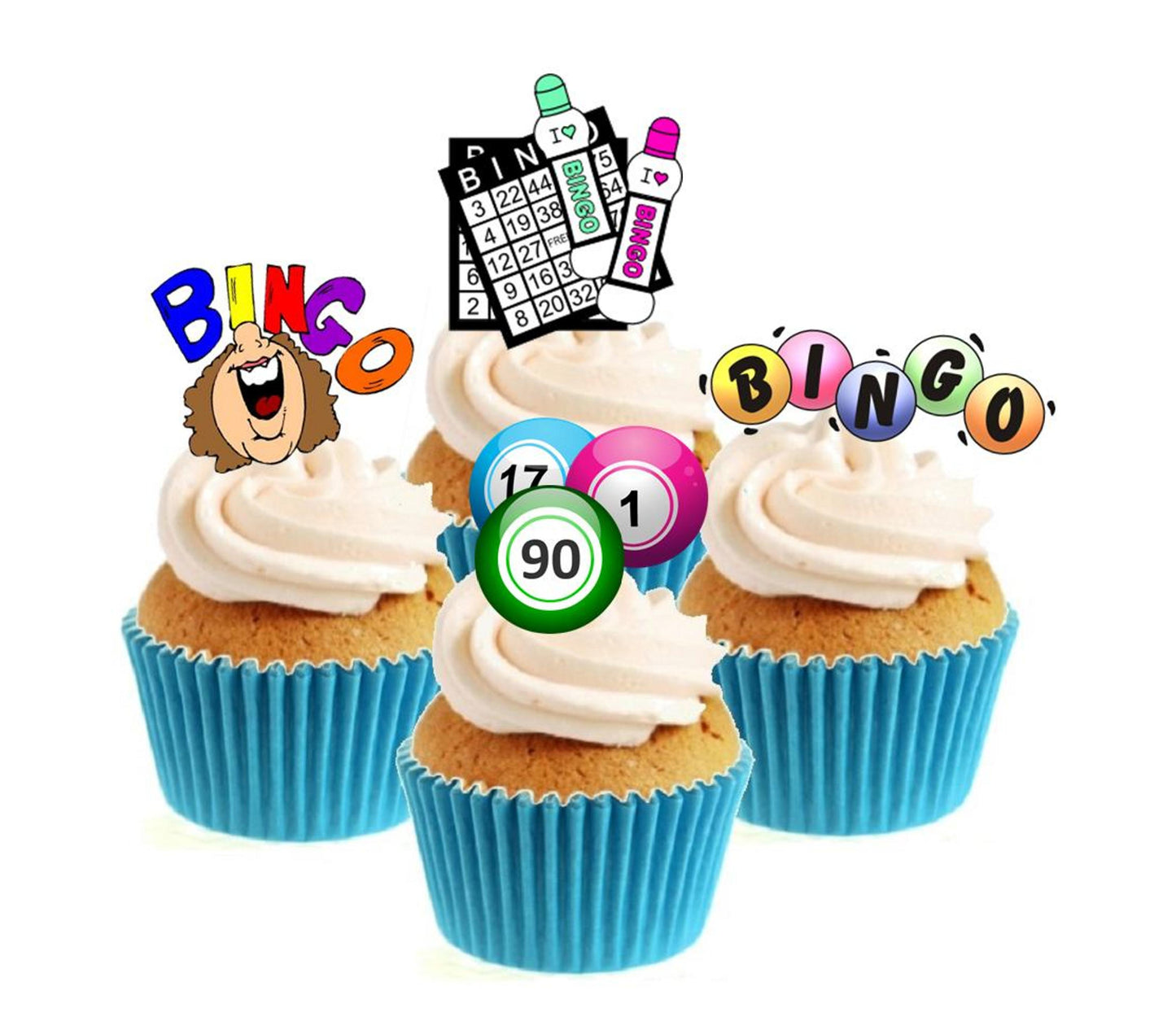 Bingo Collection Stand Up Cake Toppers (12 pack) Pack contains 12 images ~ 3 of each image ~ printed onto premium wafer card#